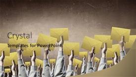  Presentation with email - PPT theme enhanced with teamwork-and-email-concept background and a coral colored foreground