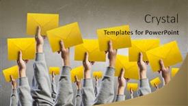  Presentation with email - Audience pleasing slide deck consisting of teamwork-and-email-concept backdrop and a yellow colored foreground