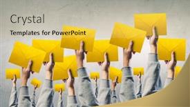  Presentation with email - Slides having teamwork-and-email-concept background and a yellow colored foreground