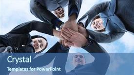  Presentation with team hands - Presentation theme consisting of teamwork black - diverse business man and woman background and a ocean colored foreground