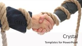  Presentation with handshake - Presentation theme having teamwork bunch - closeup the handshake business partners background and a  colored foreground