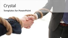  Presentation with partners - Cool new PPT theme with teamwork bunch - closeup the handshake business partners backdrop and a  colored foreground