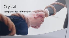  Presentation with business and politics handshake - Audience pleasing slides consisting of teamwork bunch - closeup the handshake business partners backdrop and a  colored foreground