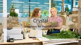  Presentation with steel making shop - PPT layouts with teamwork bunch - florists making bouquet at counter background and a  colored foreground