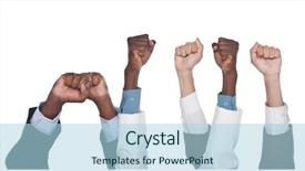  Presentation with unity - Presentation theme with teamwork bunch - unity concept mixed race group background and a light blue colored foreground