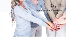  Presentation with multicultural people together - Amazing slide deck having teamwork collaboration - people hands together backdrop and a  colored foreground