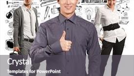  Presentation with done - Theme consisting of teamwork concept asian business man shows well done against different backgrounds background and a dark gray colored foreground