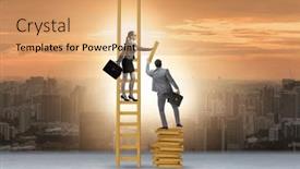  Presentation with helping - Presentation design with teamwork-concept-with-colleagues-helping background and a coral colored foreground