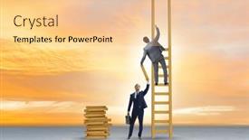  Presentation with helping - Presentation theme having teamwork-concept-with-colleagues-helping background and a lemonade colored foreground