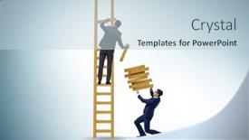  Presentation with helping - Presentation theme featuring teamwork-concept-with-colleagues-helping background and a lemonade colored foreground