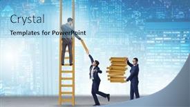  Presentation with helping - Slide deck featuring teamwork-concept-with-colleagues-helping background and a light blue colored foreground