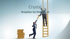  Presentation with helping - Presentation theme having teamwork-concept-with-colleagues-helping background and a light blue colored foreground