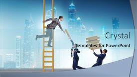  Presentation with helping - Slides featuring teamwork-concept-with-colleagues-helping background and a light blue colored foreground