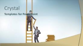  Presentation with helping - Presentation design with teamwork-concept-with-colleagues-helping background and a light blue colored foreground