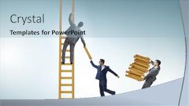  Presentation with people helping each teamwork couple - Theme enhanced with teamwork-concept-with-colleagues-helping background and a light blue colored foreground