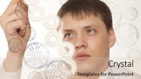  Presentation with gear - Presentation design enhanced with teamwork concept with gear background and a  colored foreground