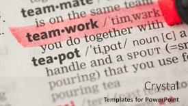  Presentation with definition - Colorful PPT theme enhanced with teamwork-definition-highlighted-in-red backdrop and a light gray colored foreground