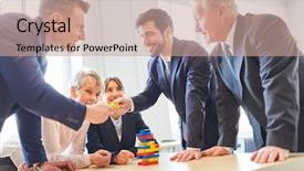  Presentation with teambuilding - Beautiful PPT theme featuring teamwork exercise for teambuilding backdrop and a coral colored foreground