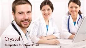  Presentation with new parents doctor - Amazing PPT layouts having teamwork health - young male doctor and its backdrop and a lemonade colored foreground