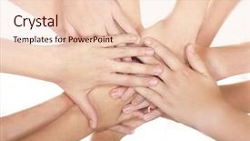  Presentation with team hands - Slides enhanced with teamwork kids - many team hands background and a lemonade colored foreground