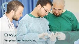  Presentation with doctors teamwork - Presentation theme featuring teamwork of doctors working with tablet pc at hospital for discussion background and a lemonade colored foreground