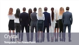  Presentation with group - PPT theme with teamwork rowing - back view group of business background and a gray colored foreground