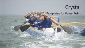  Presentation with rowing - PPT theme having teamwork rowing - crew of a racing outrigger background and a light gray colored foreground
