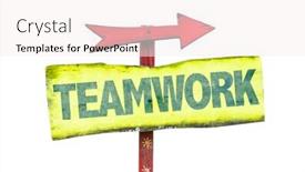  Presentation with teamwork - Presentation theme featuring teamwork-sign-isolated-on-white background and a sky blue colored foreground