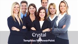  Presentation with group - Colorful slide set enhanced with teamwork smile - group of business people isolated backdrop and a  colored foreground