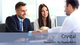  Presentation with shaking hands - Amazing presentation theme having coalition - business people shaking hands finishing backdrop and a light blue colored foreground