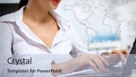  Presentation with computer - Colorful slide set enhanced with teamwork success blue - business person working on computer backdrop and a light blue colored foreground