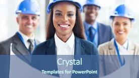  Presentation with architect - Presentation design enhanced with teamwork success blue - happy african american female architect background and a ocean colored foreground