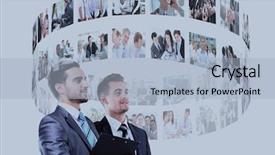  Presentation with virtual - Audience pleasing PPT layouts consisting of teamwork teamwork slides - business men looking a virtual backdrop and a light blue colored foreground