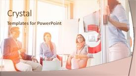  Presentation with animated business people - Cool new slide deck with teamwork teamwork slides - business people looking at female backdrop and a cream colored foreground