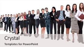  Presentation with crowd - Slides featuring teamwork templates - template with a crowd background and a light gray colored foreground