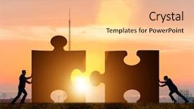  Presentation with teamwork - Slide deck featuring teamwork with jigsaw puzzle background and a lemonade colored foreground