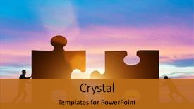  Presentation with jigsaw - Cool new PPT theme with teamwork with jigsaw puzzle backdrop and a gold colored foreground