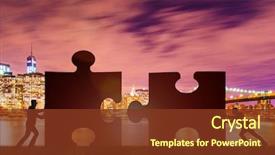  Presentation with jigsaw - Audience pleasing PPT theme consisting of teamwork with jigsaw puzzle backdrop and a tawny brown colored foreground