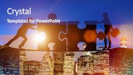  Presentation with jigsaw - Colorful slide set enhanced with ideas fit together - business concept of teamwork backdrop and a  colored foreground