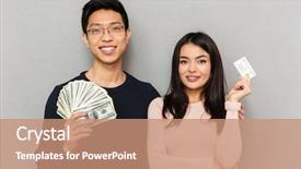  Presentation with asian carp - Presentation theme enhanced with teamwotk gray - image of happy young asian background and a coral colored foreground