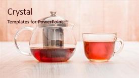  Presentation with tea cup - Presentation having teapot and cup of tea background and a lemonade colored foreground