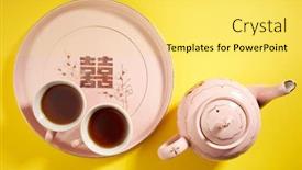 Presentation with teapot - PPT layouts featuring teapot-and-cups-used background and a yellow colored foreground