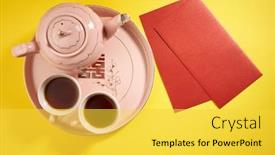  Presentation with chinese wedding - Amazing PPT layouts having teapot-and-cups-used backdrop and a yellow colored foreground