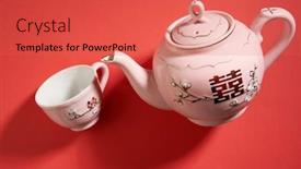  Presentation with chinese wedding - Slide set consisting of teapot-and-cups-used background and a red colored foreground