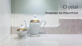  Presentation with teapot - Colorful PPT theme enhanced with teapot-and-sugar-basin backdrop and a light gray colored foreground