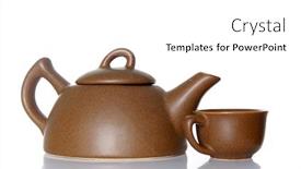  Presentation with teapot - Presentation theme enhanced with teapot and teacup over white background and a white colored foreground