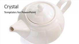  Presentation with teapot - Presentation design enhanced with teapot isolated on white background background and a white colored foreground