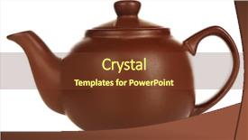  Presentation with invitation party - PPT layouts with teapot isolated on white background and a tawny brown colored foreground