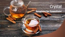  Presentation with cinnamon - PPT theme enhanced with teapot with aromatic hot cinnamon background and a violet colored foreground