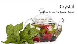  Presentation with tea leaves - Colorful presentation design enhanced with teapot with fruit tea backdrop and a white colored foreground